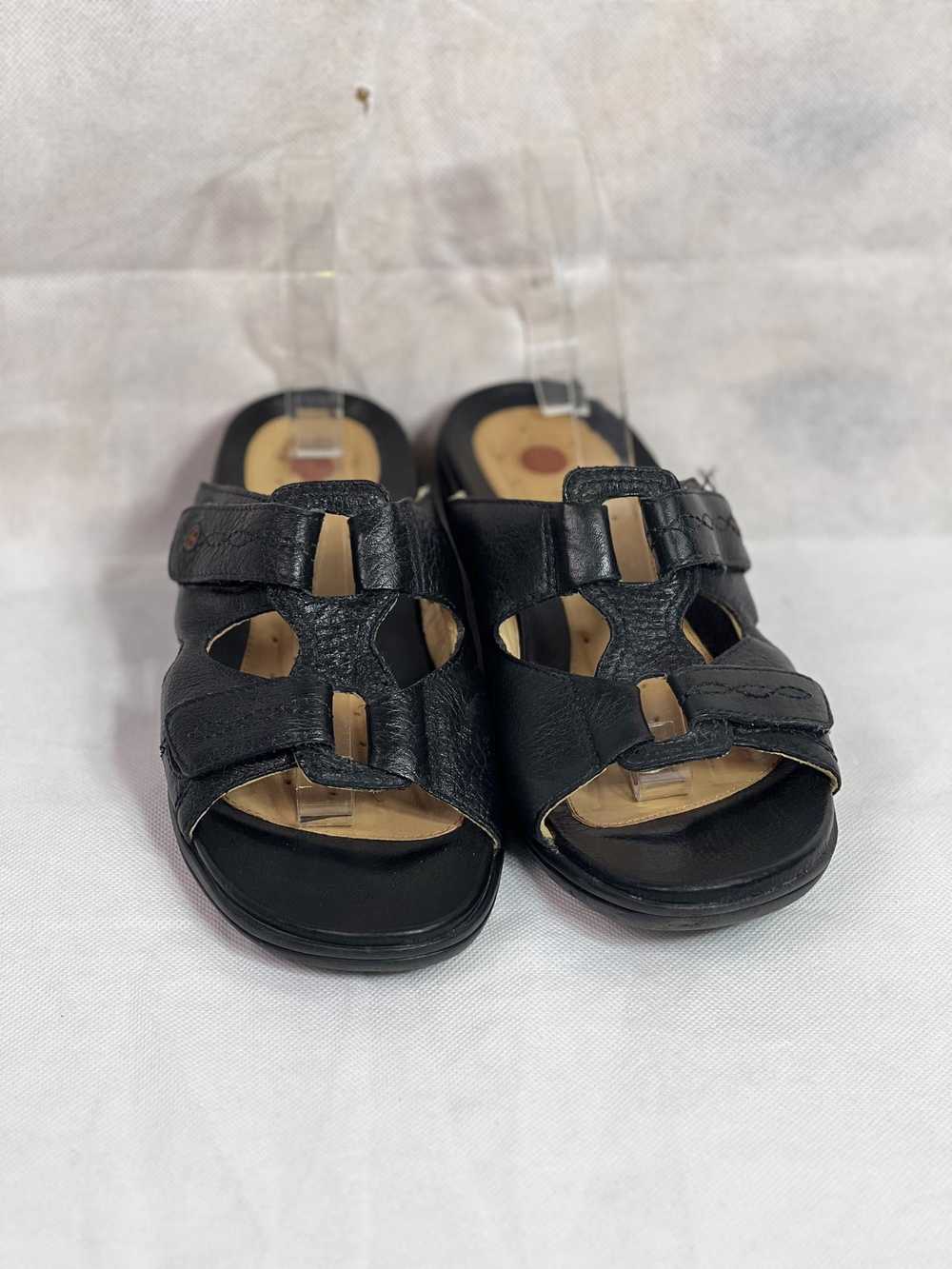 Clarks Clarks Womens 8.5 Black Leather Slides Sho… - image 1