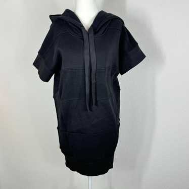 “Maison Margiela” MM6 Logo Oversized Hoodie Dress Black MM6 Maison Margiela Oversized Graphic Hooded Sweatshirt