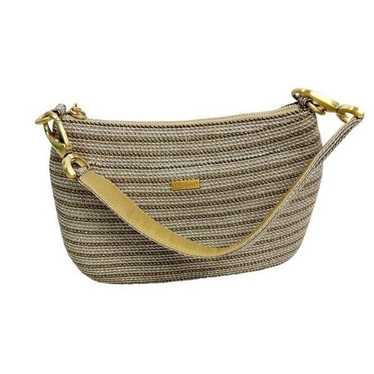 Eric Javits Metallic Squishee Raffia Bag Gold Silv