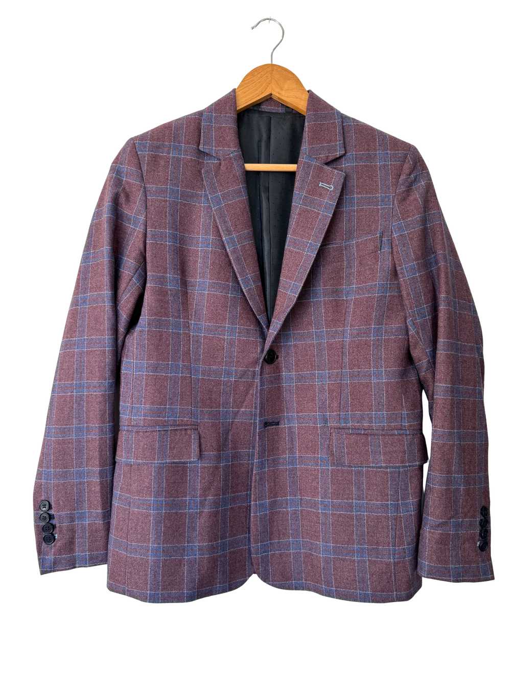 Kirrin Finch Plum Plaid Wool Blazer - image 1