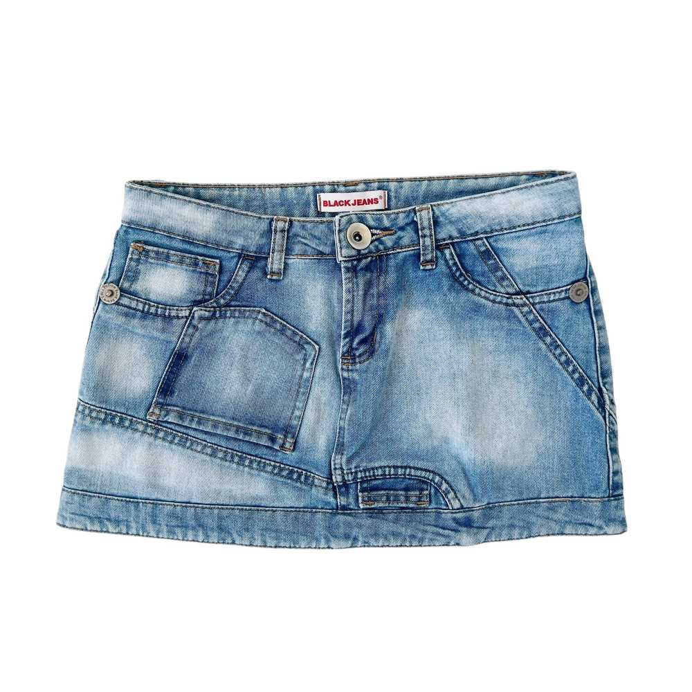 Upside Down Denim Mini Skirt (S) - image 3