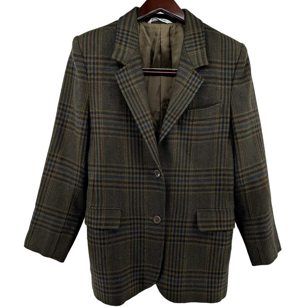 Max Mara Max Mara Wool Plaid Two Button Suit Jack… - image 1