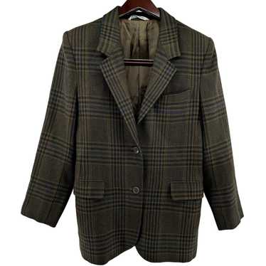 Max Mara Max Mara Wool Plaid Two Button Suit Jack… - image 1