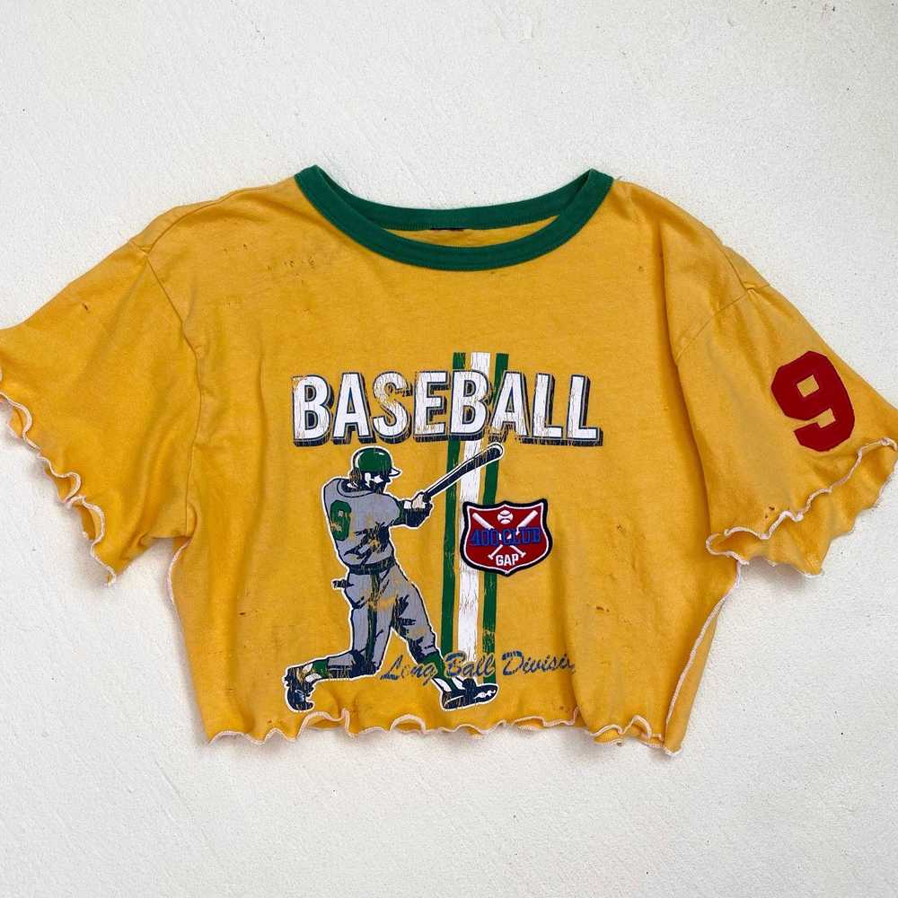 Gap Upcycled Y2K Gap Retro Baseball Graphic Crop … - image 1