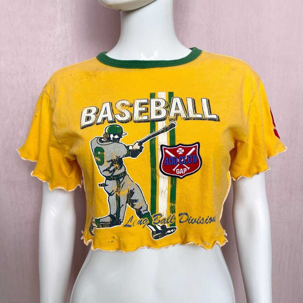 Gap Upcycled Y2K Gap Retro Baseball Graphic Crop … - image 2