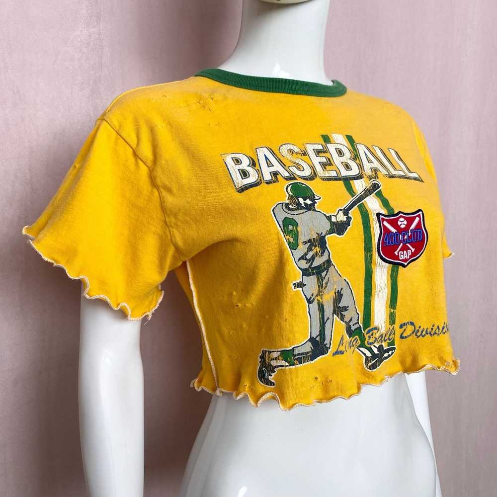 Gap Upcycled Y2K Gap Retro Baseball Graphic Crop … - image 3