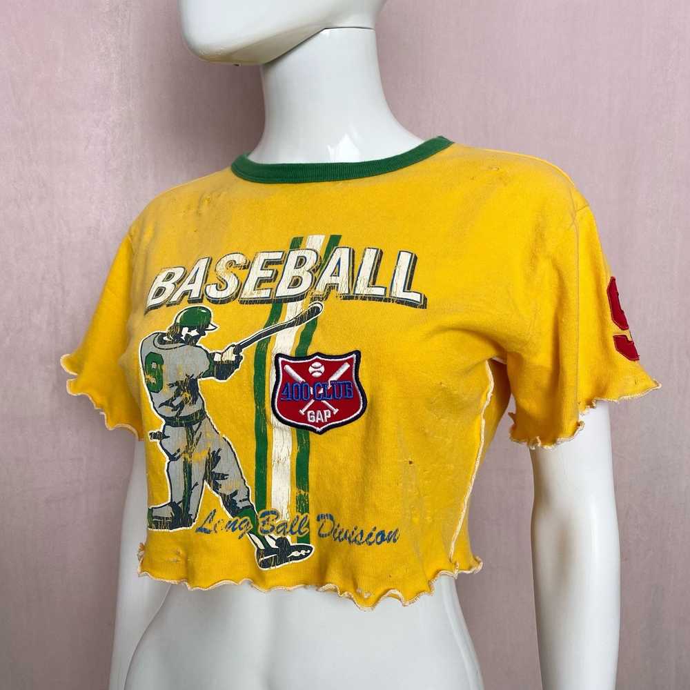 Gap Upcycled Y2K Gap Retro Baseball Graphic Crop … - image 5