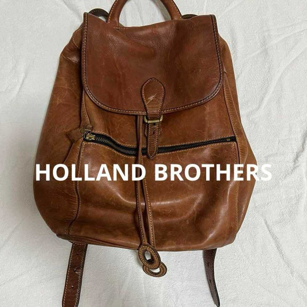 HOLLAND BROTHERS Brown Leather Rucksack Genuine L… - image 1