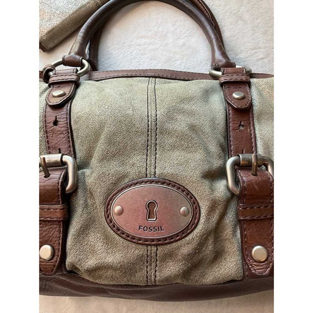 Fossil Maddox Satchel Shoulder Handbag Gray Glitt… - image 2