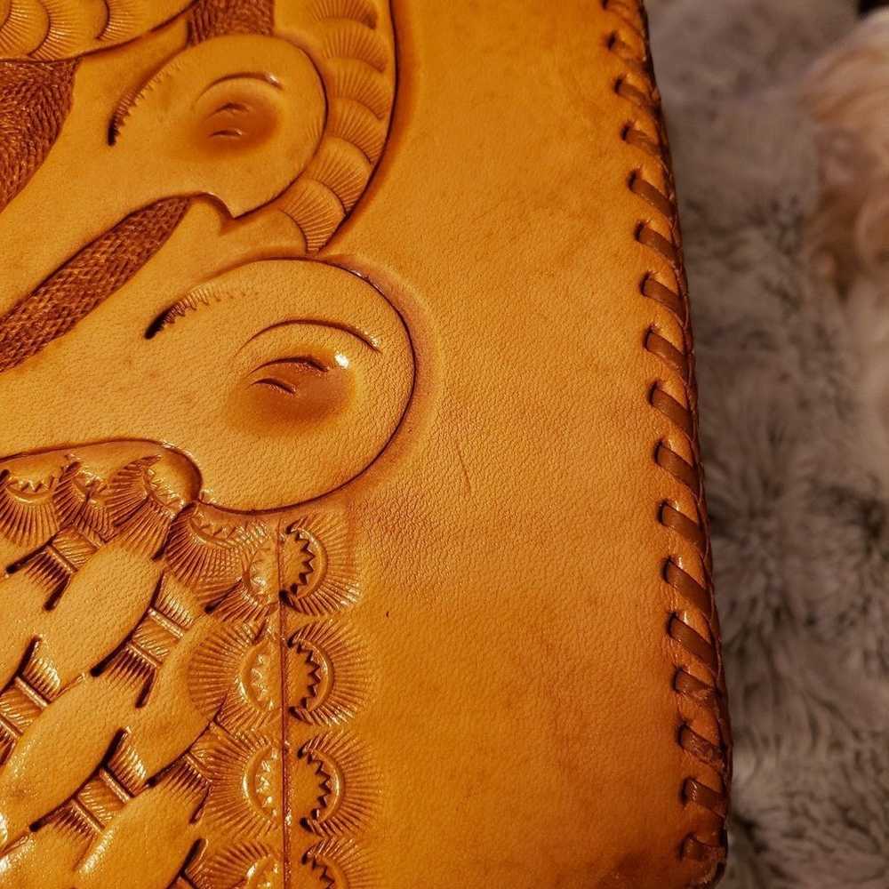 Vintage Hand Tooled Leather Shoulder Bag - image 11