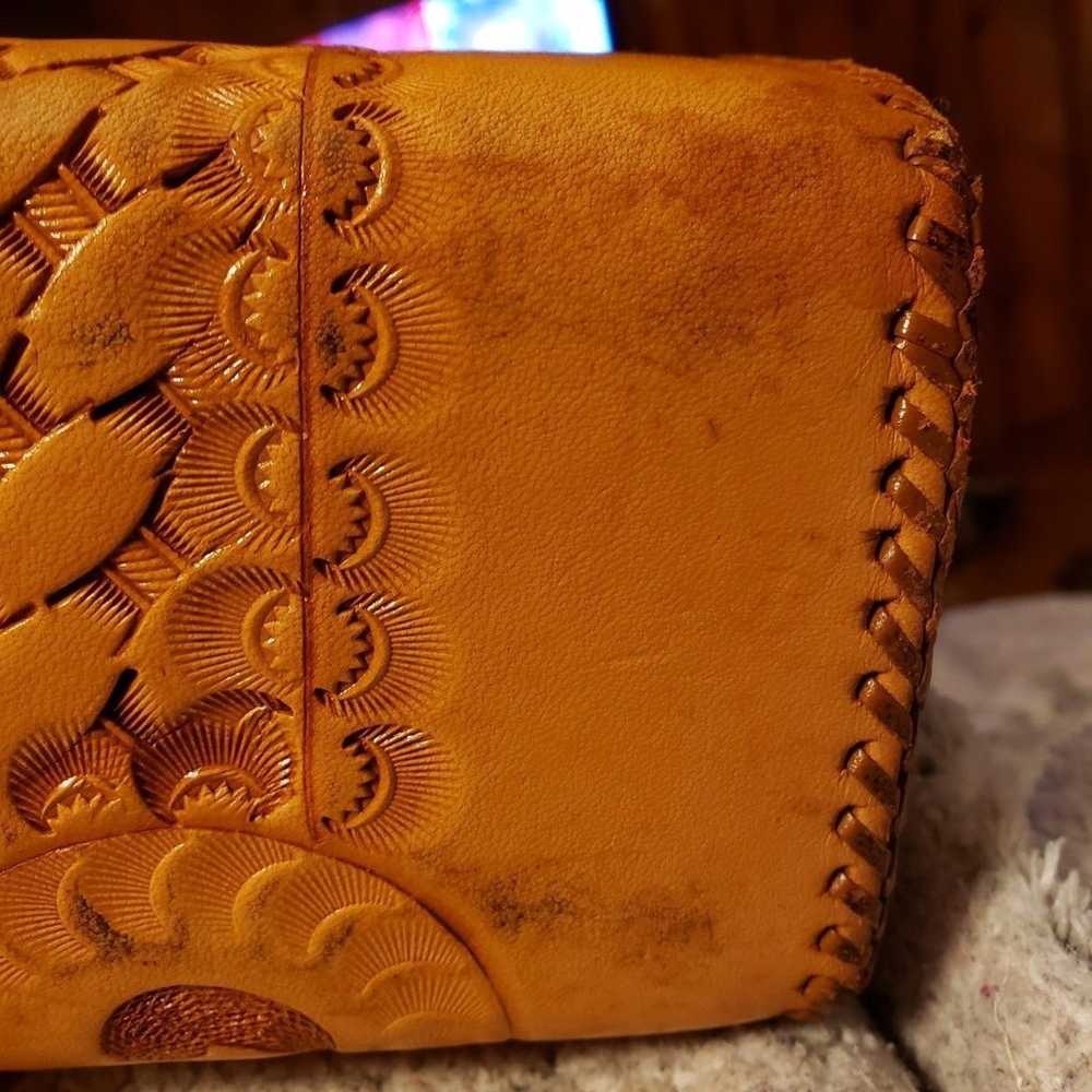 Vintage Hand Tooled Leather Shoulder Bag - image 6