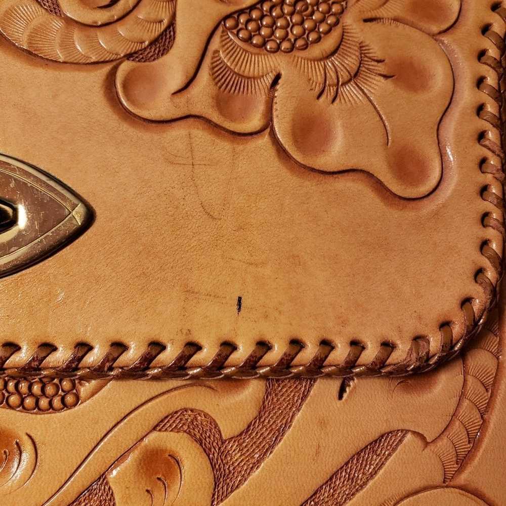 Vintage Hand Tooled Leather Shoulder Bag - image 7