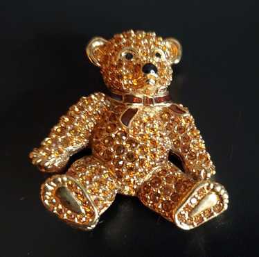 NEW Swarovski Crystal Teddy Bear Brooch, Topaz Color … - Gem