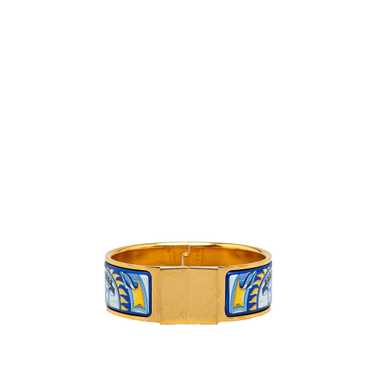 Blue Hermès Wide Enamel Locquet Hinge Bracelet