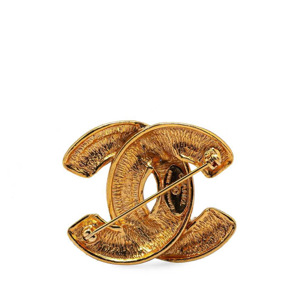 Gold Chanel Gold Plated CC Quilted Brooch - image 2