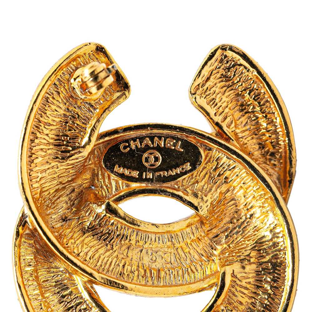 Gold Chanel Gold Plated CC Quilted Brooch - image 3