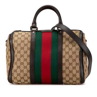 Brown Gucci GG Canvas Web Satchel