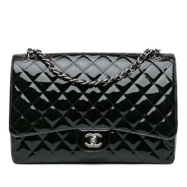 Black Chanel Maxi Classic Patent Double Flap Shoul