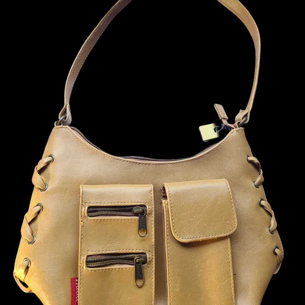 Vintage MUDD tan leather purse y2k outside cellph… - image 1