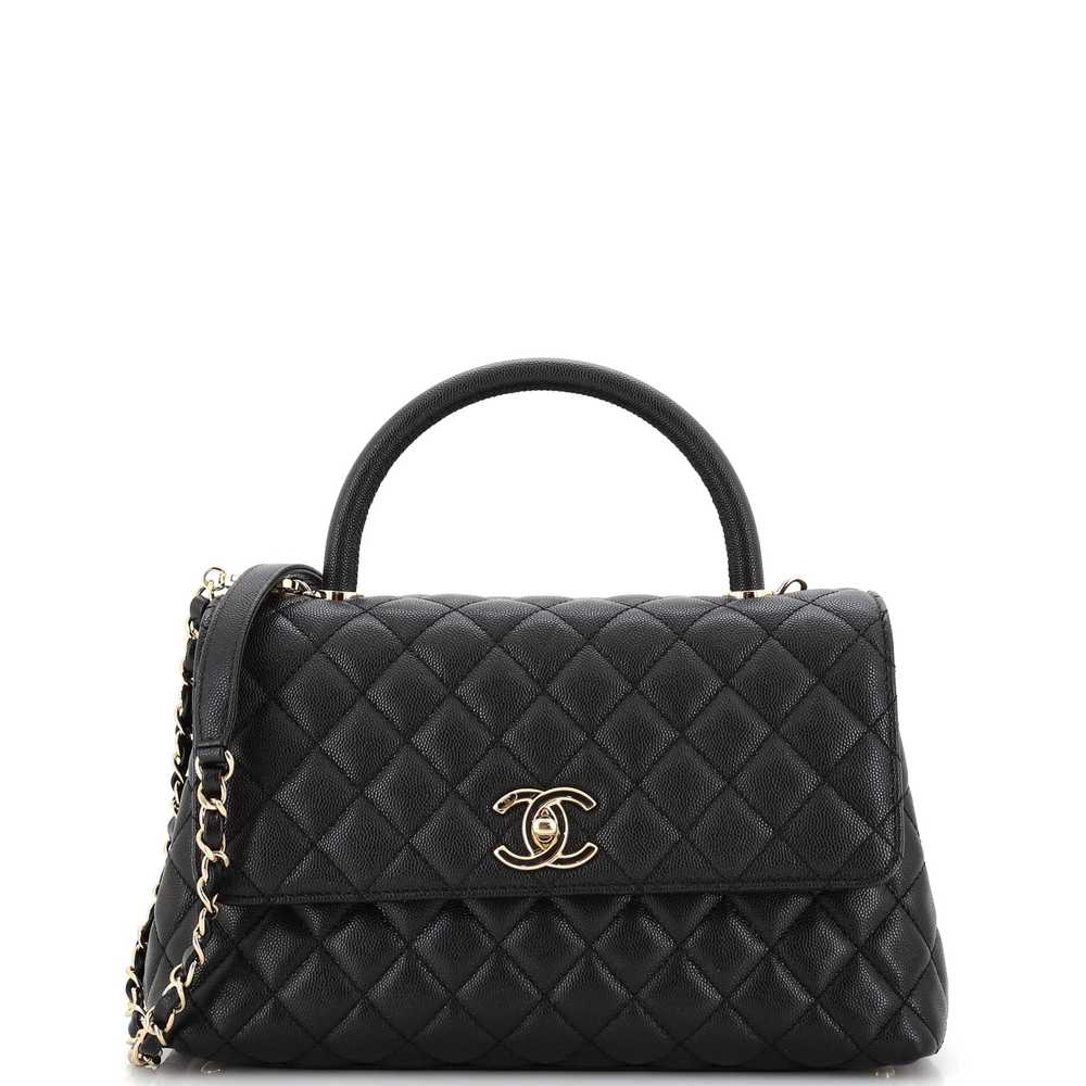 CHANEL Coco Top Handle Bag Quilted Caviar Small - image 1