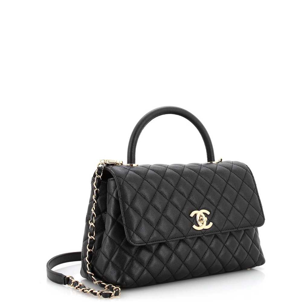 CHANEL Coco Top Handle Bag Quilted Caviar Small - image 2