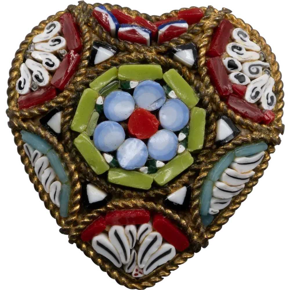 Micro Mosaic Heart Colorful Brooch - Made in Italy - image 1