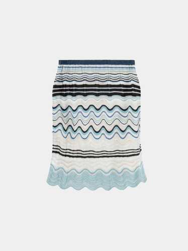 Missoni 1990s Striped Scalloped Hem Skirt