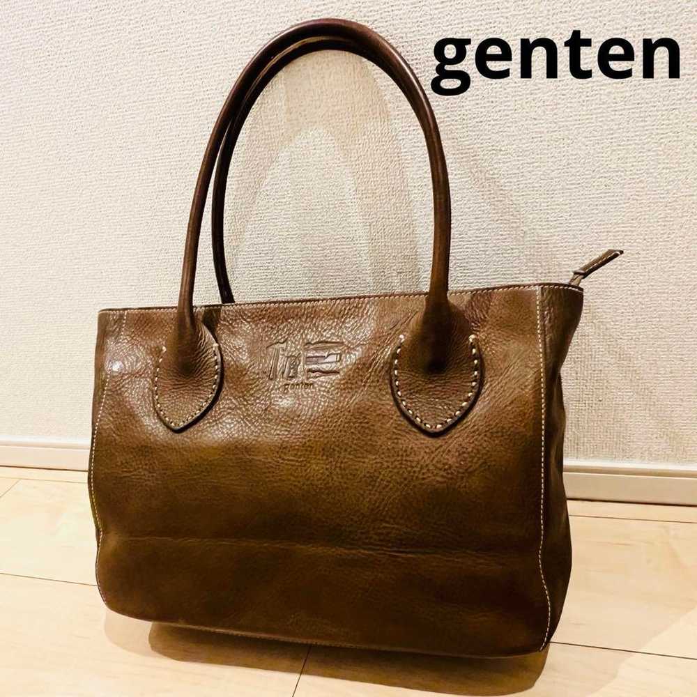 【Mint Condition】genten Tote Bag Tools Brown Shoul… - image 1