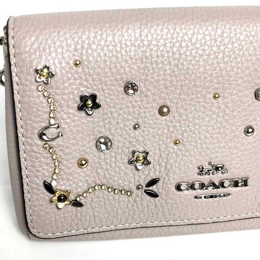 COACH Chain Shoulder Bag Pochette with Studs Leat… - image 5