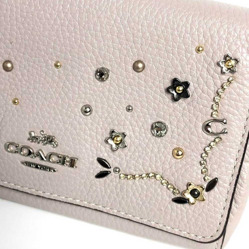 COACH Chain Shoulder Bag Pochette with Studs Leat… - image 6