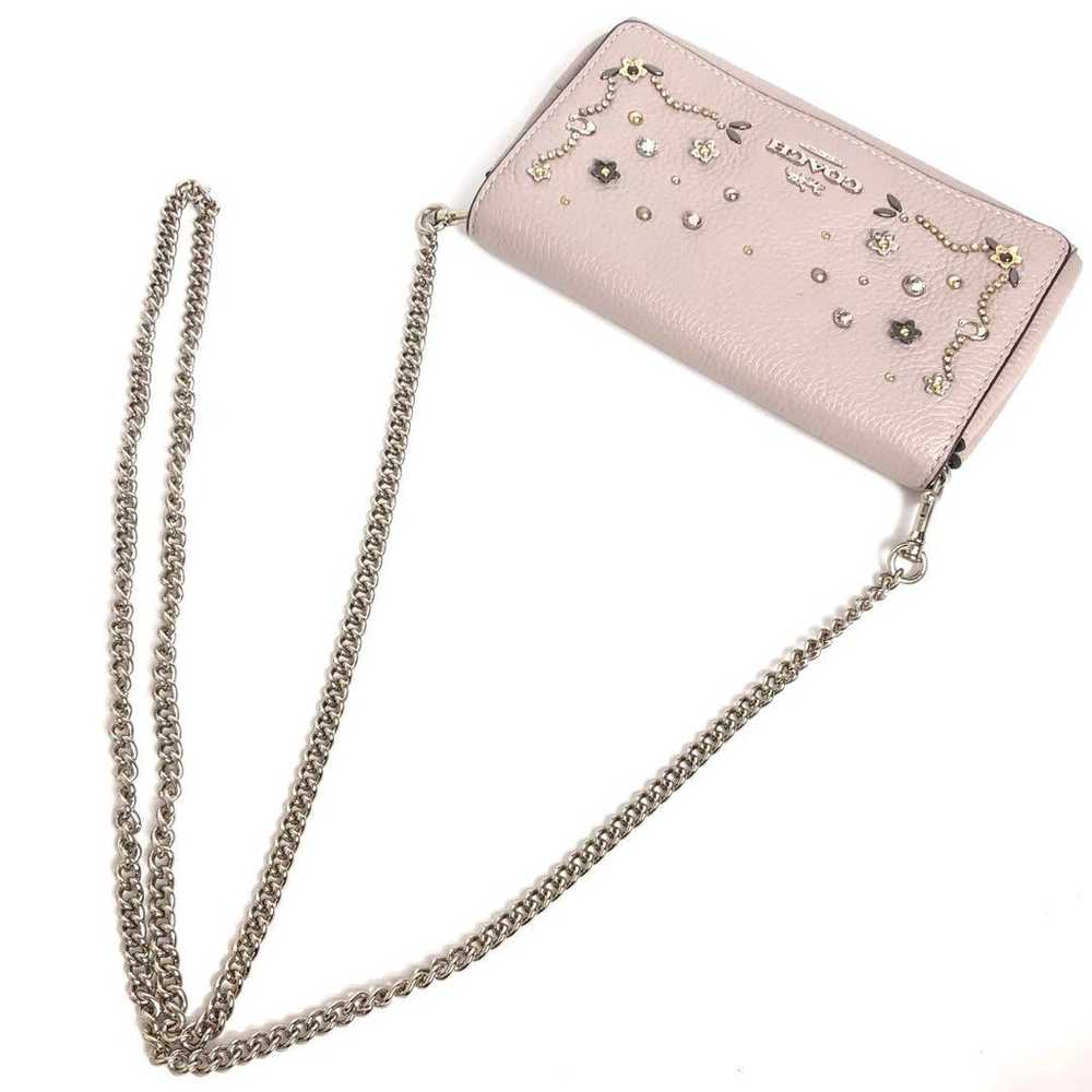 COACH Chain Shoulder Bag Pochette with Studs Leat… - image 9