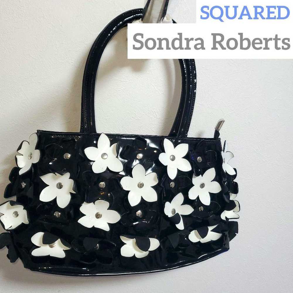 Sondra Roberts Flower Enamel Tote Bag Black 3D Fl… - image 1