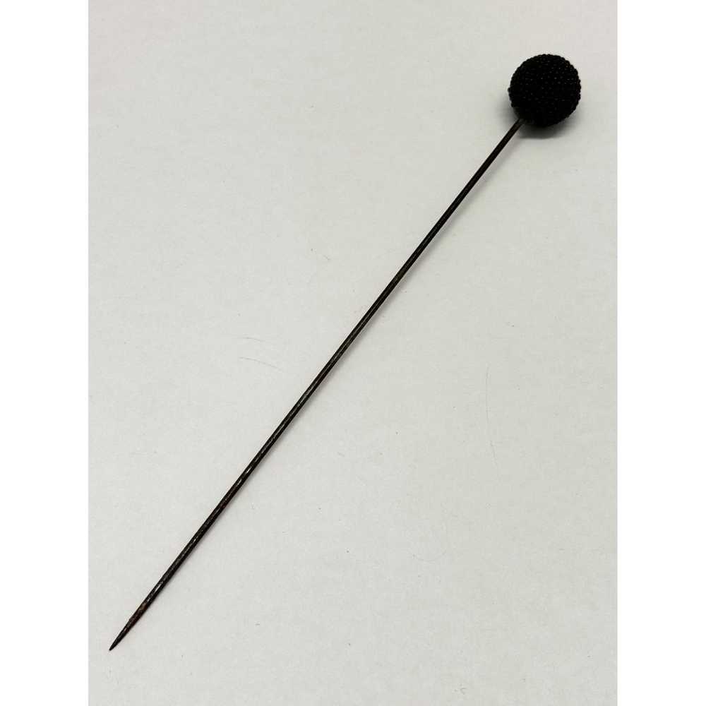 Vintage Estate black beaded hat pin - image 2