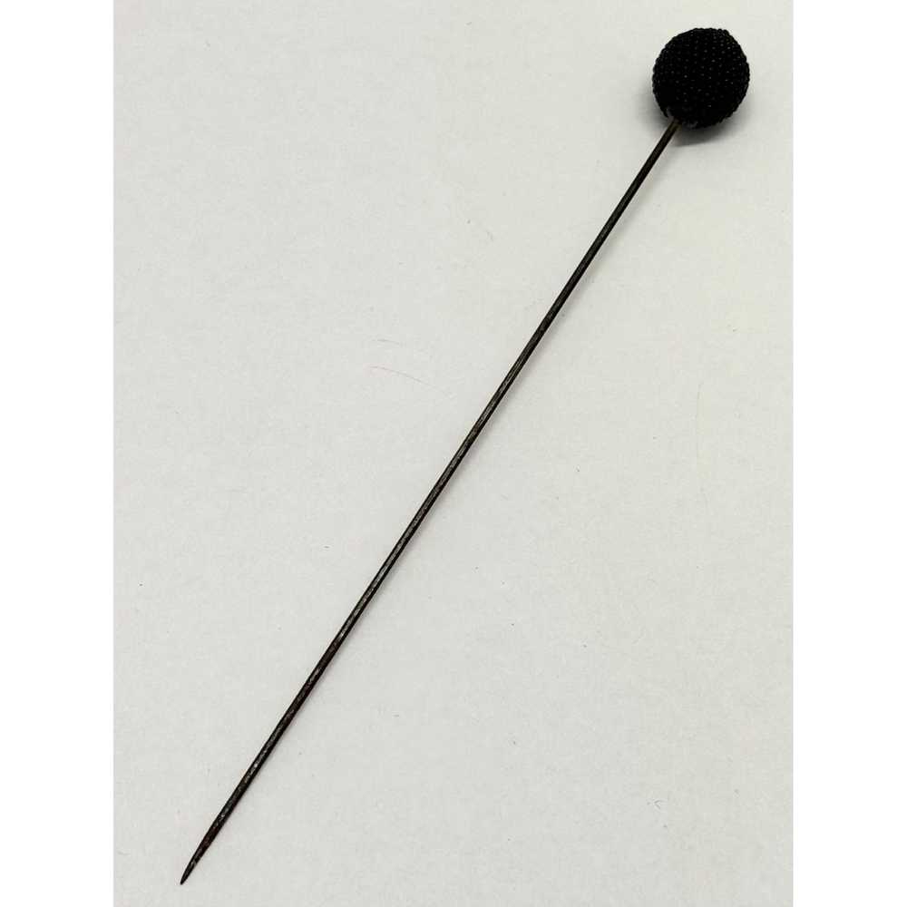 Vintage Estate black beaded hat pin - image 3