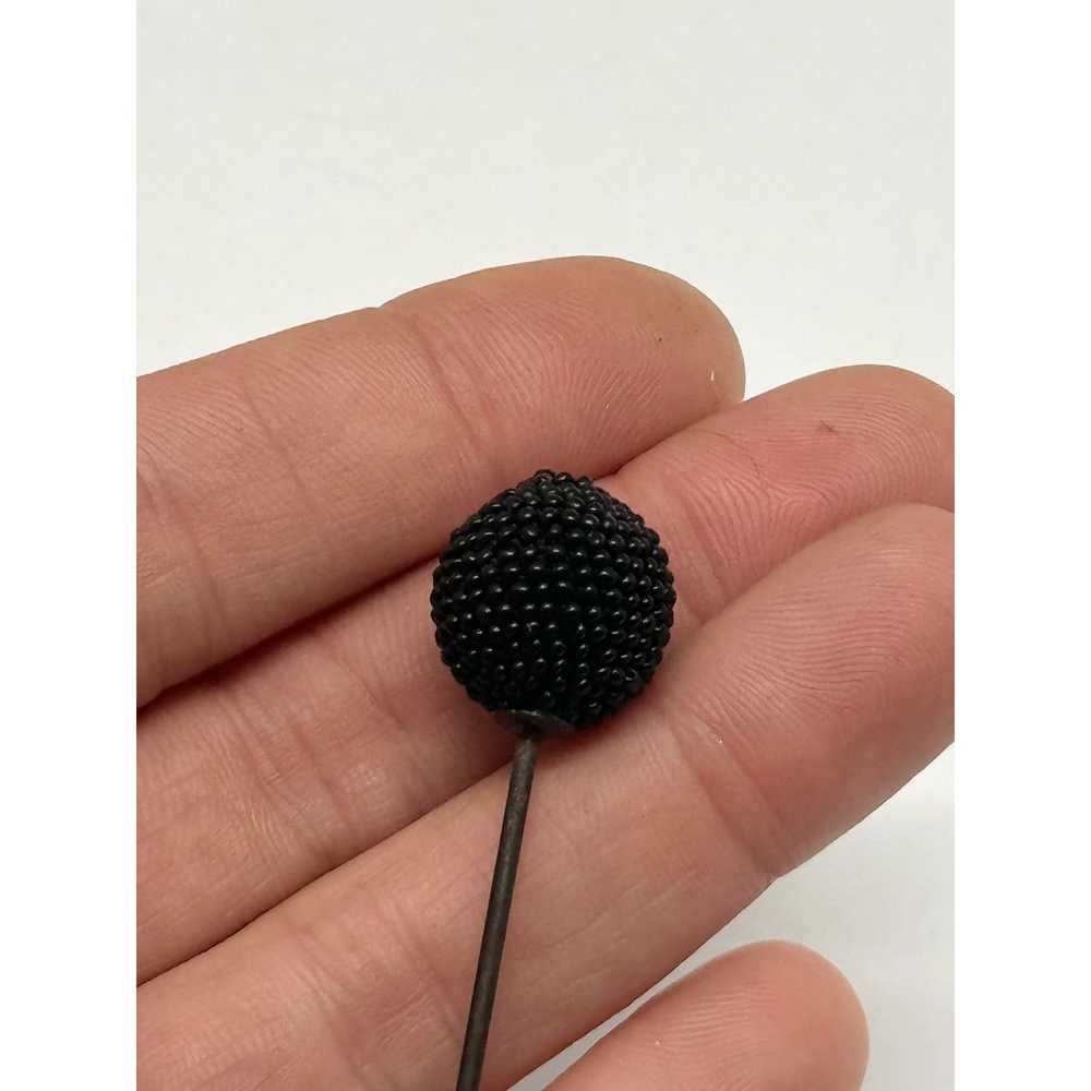 Vintage Estate black beaded hat pin - image 4