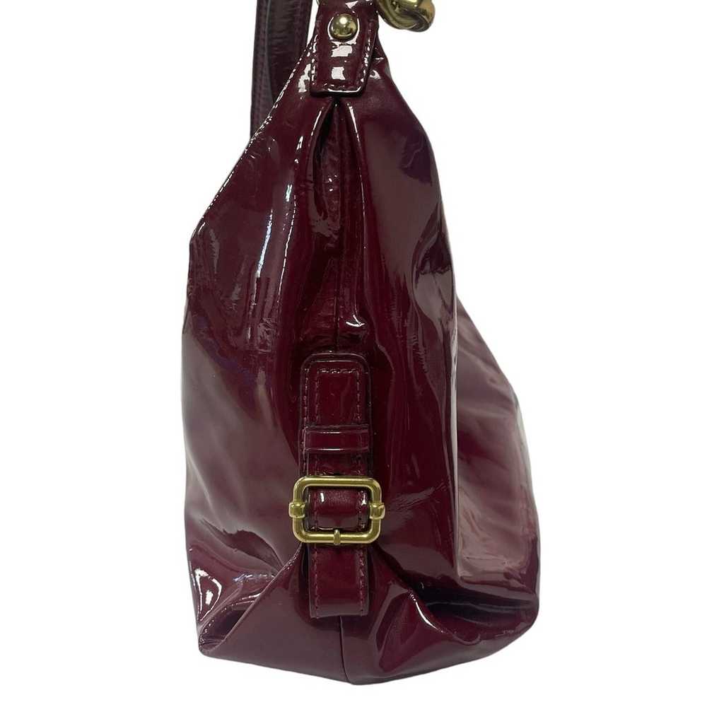 Coach Burgundy Shiny Patent Leather Maggie Hobo S… - image 2