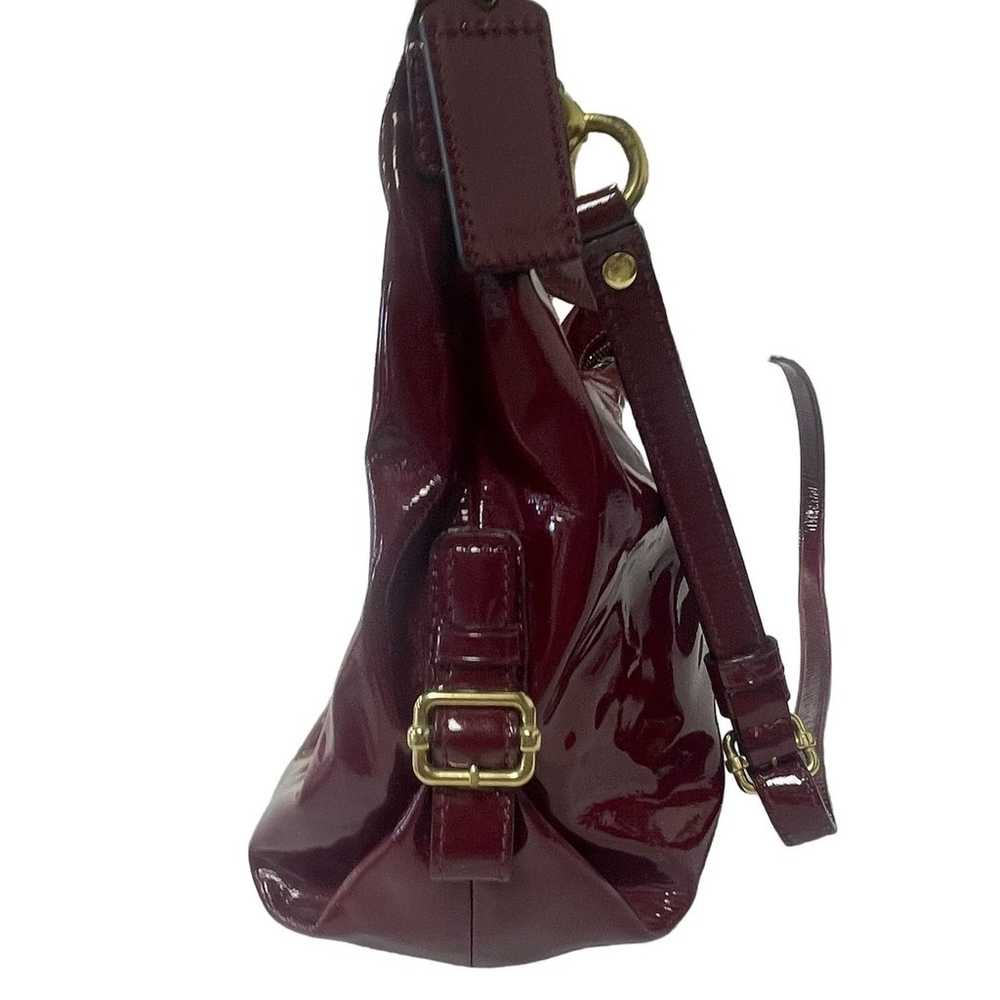 Coach Burgundy Shiny Patent Leather Maggie Hobo S… - image 4