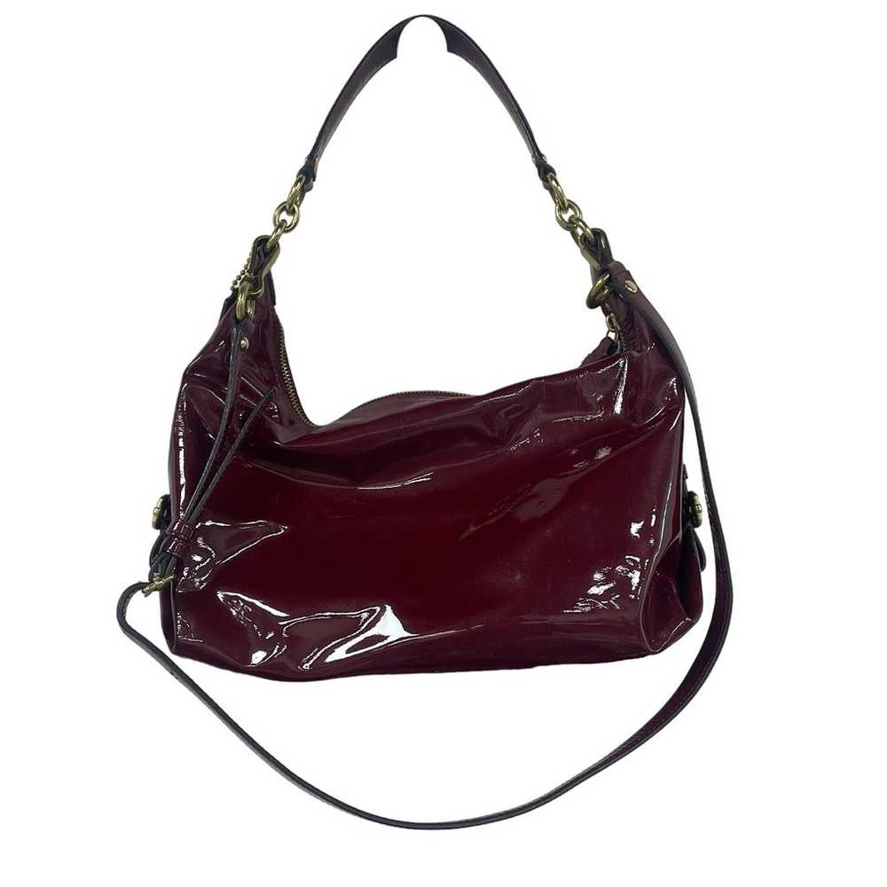 Coach Burgundy Shiny Patent Leather Maggie Hobo S… - image 8