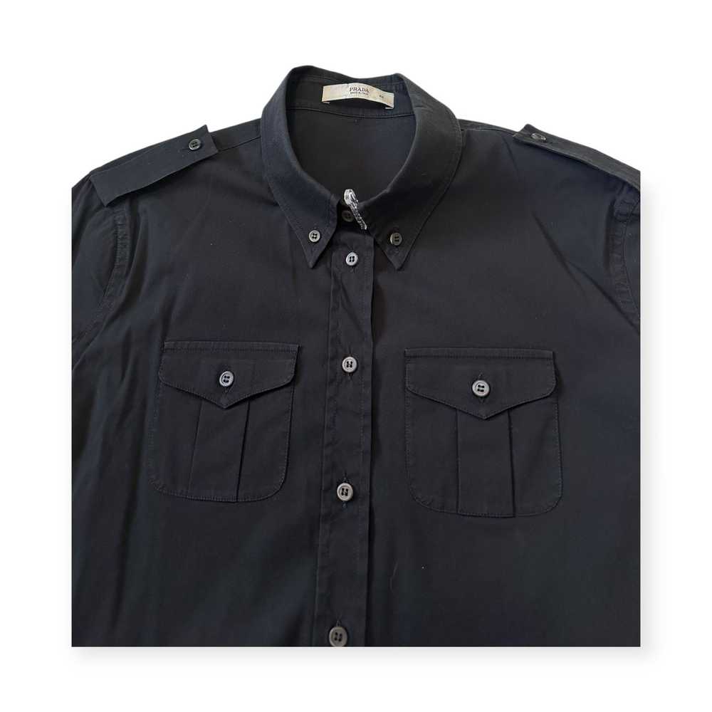 Prada Prada Black stretch cotton blend button dow… - image 10