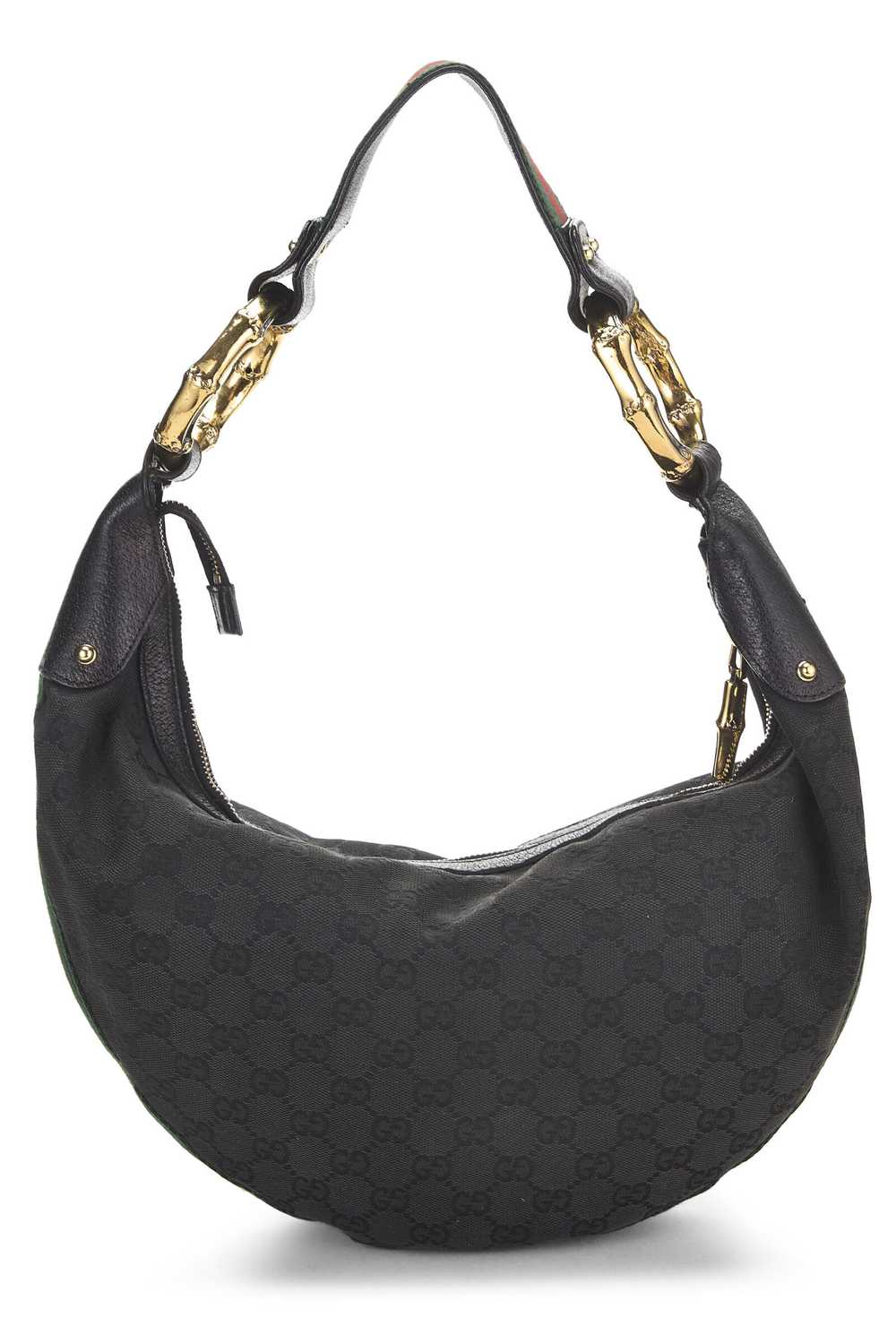 Black GG Canvas Bamboo Banana Hobo - image 4