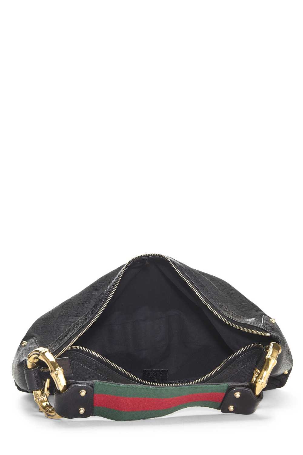 Black GG Canvas Bamboo Banana Hobo - image 6