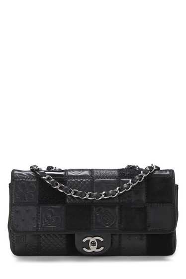 Black Patchwork Precious Symbols Flap Bag