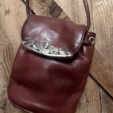 Vintage Brighton brown leather bag. Magnetic flap… - image 1