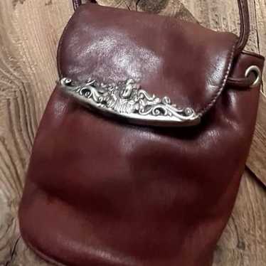 Vintage Brighton brown leather bag. Magnetic flap… - image 1