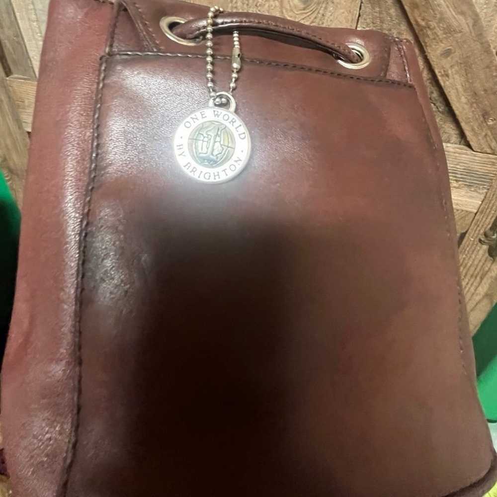 Vintage Brighton brown leather bag. Magnetic flap… - image 4