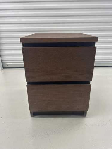 Designer Modern Oak Nightstand with Two Drawers