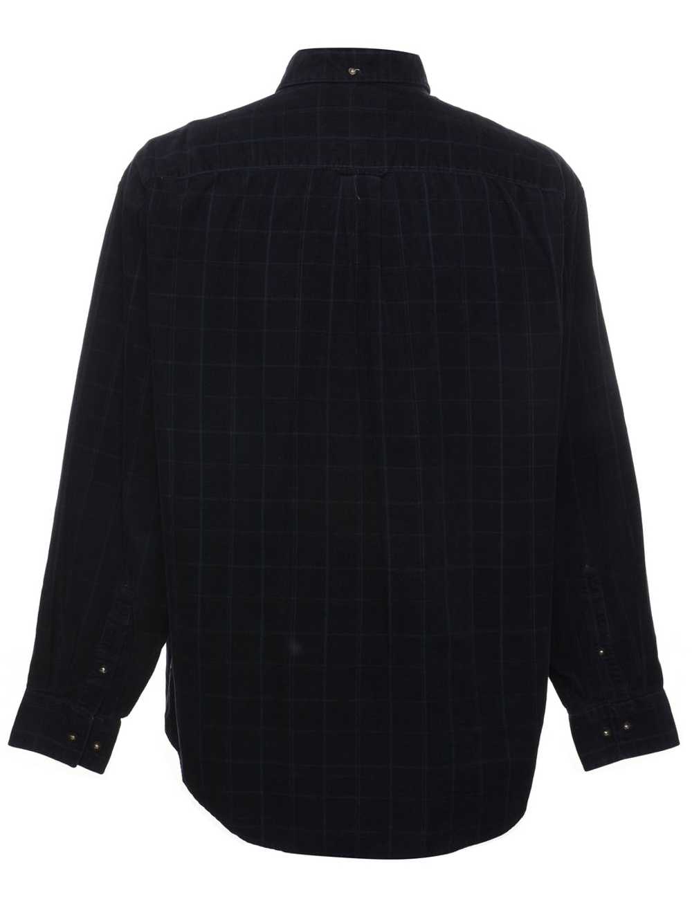 Navy Checked Corduroy Shirt - L - image 2