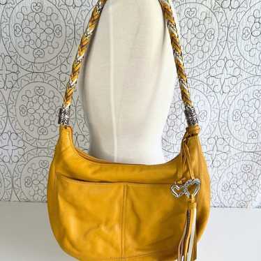 Brighton Barbados Mustard Yellow Leather Hobo Bag - image 1