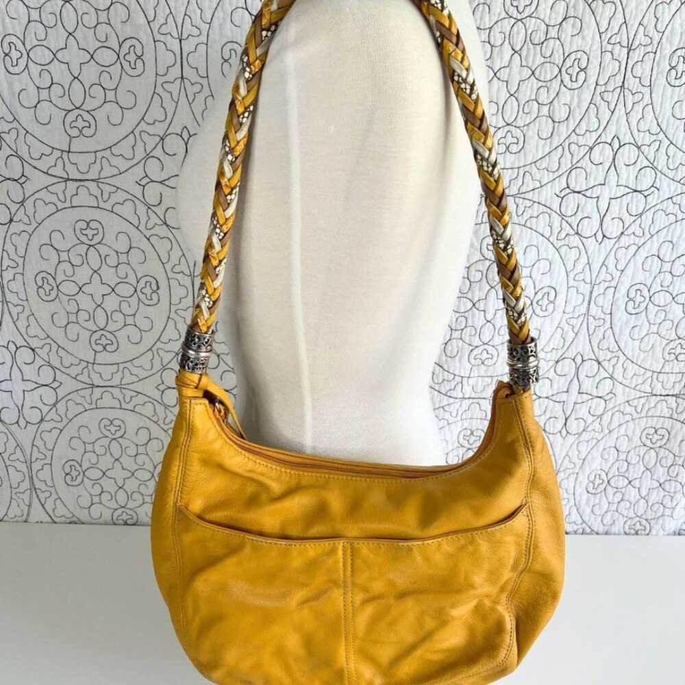 Brighton Barbados Mustard Yellow Leather Hobo Bag - image 2