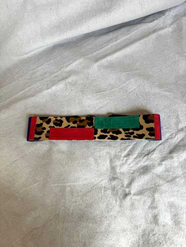 80s womens suede belt with leopard print / thick s